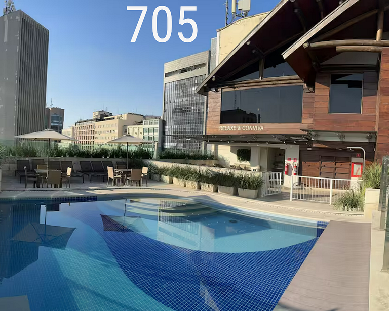 Studio Novo-Sem taxa de limpeza+piscina+Wifi