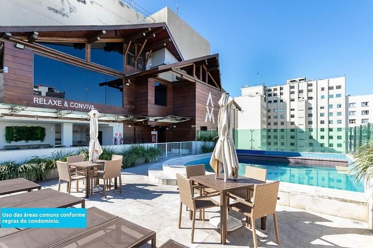 Studio Novíssimo+piscina e serviços-6x sem juros