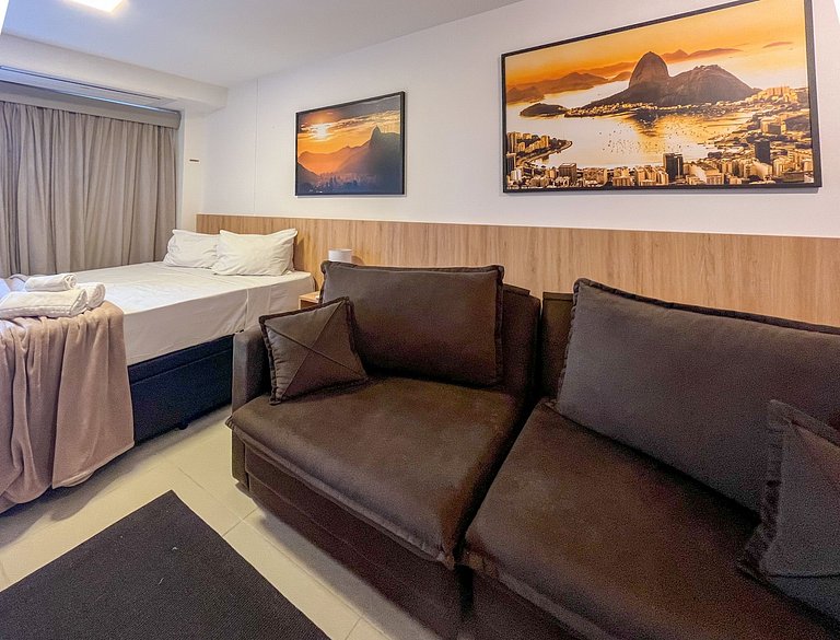 Studio Centro piscina aquecida em 6 x sem juros