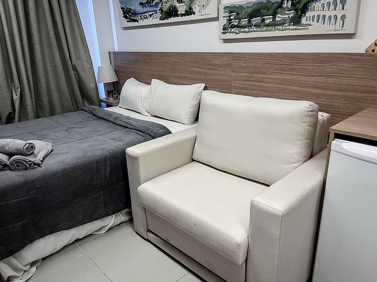 Studio novíssimo no centro c/ piscina aquecida