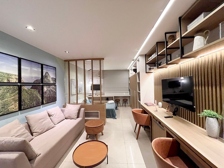 Lindo apartamento completo + piscina com vista