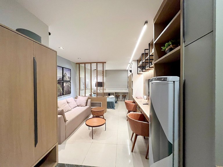 Lindo apartamento completo + piscina com vista